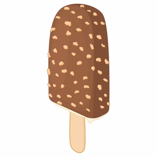 Čokoládová zmrzlina na ikonu klacek, kreslený styl — Stockový vektor