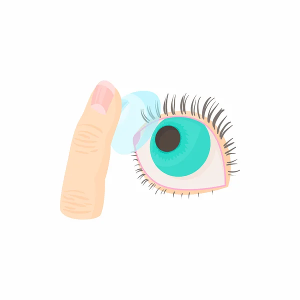 Vložení kontaktní čočky na ikonu oka — Stockový vektor