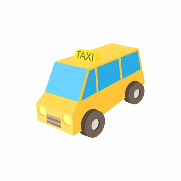 Gele taxi auto pictogram, cartoon stijl — Stockvector