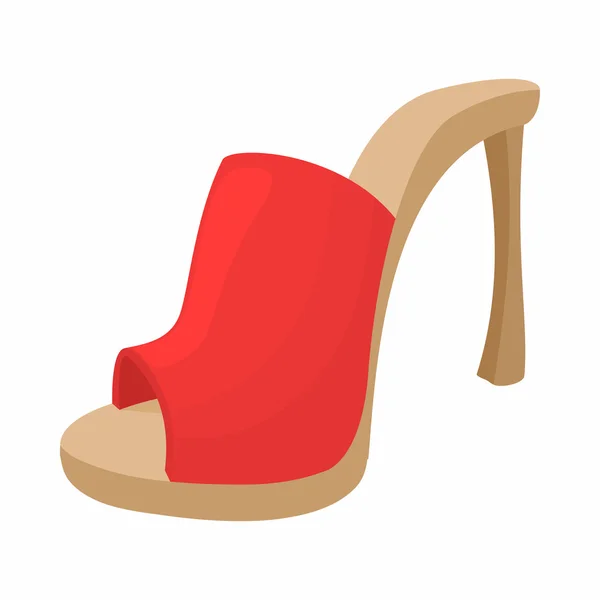女性赤の開いた靴アイコン、漫画のスタイル — ストックベクタ