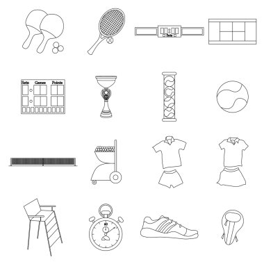 Tenis simgeler kümesi, ince çizgi stili