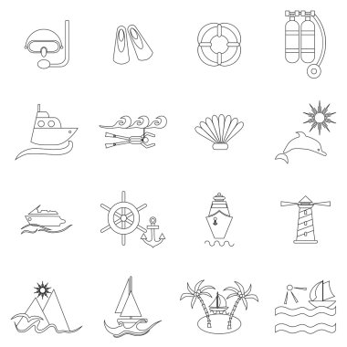 Deniz simgeler kümesi, ince çizgi stili