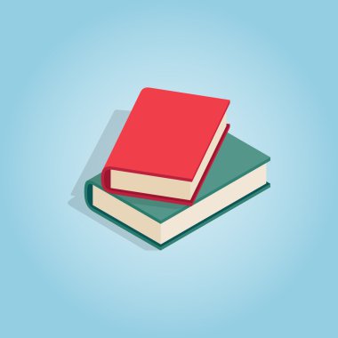 İki kitap simgesi, izometrik 3d stili