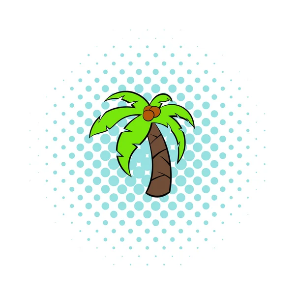 Tropikal palmiye ağaç simgesiyle, çizgi roman tarzı — Stok Vektör