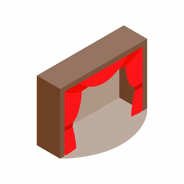 Theater podium met een rood gordijn-pictogram — Stockvector