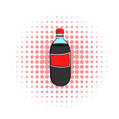 Çizgi roman tarzı bir kırmızı etiket simgeyle plastik şişe