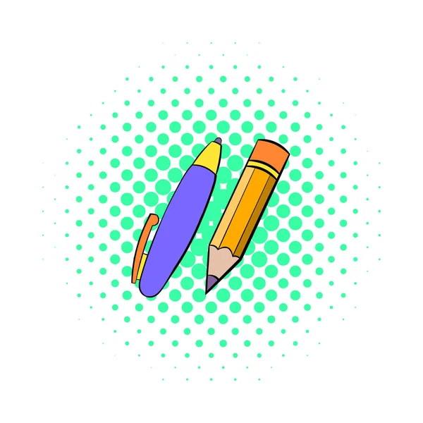 Pencil and pen icon, comics style — Stock Vector