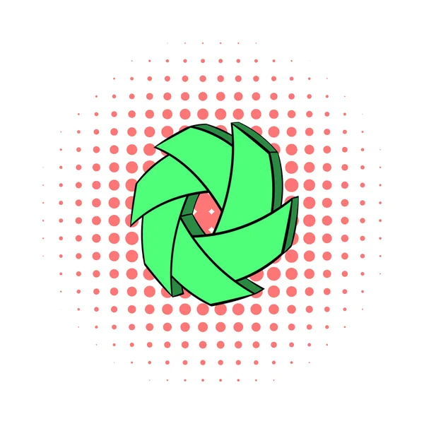 Grüne Kamera Blende Symbol, Comic-Stil — Stockvektor