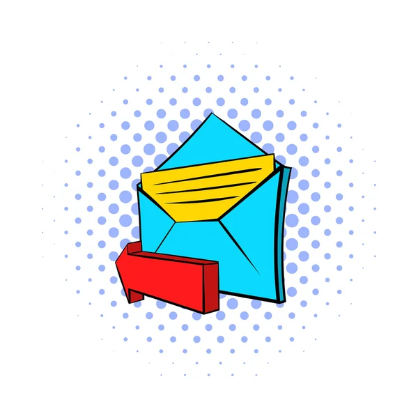 Uitgaande e-mailpictogram, pop-art stijl — Stockvector