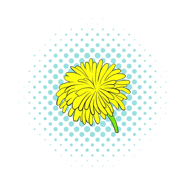 Yellow dandelion flower icon, comics style — Stock Vector