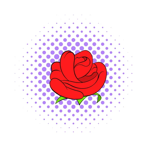 Rood roze bloem pictogram, comics stijl — Stockvector