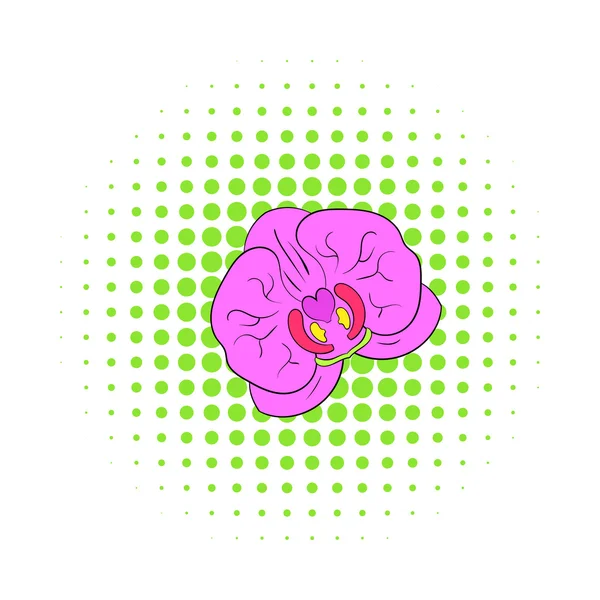 Orchid flower icon, comics style — Stock Vector