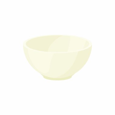 Boş beyaz kase simgesi, karikatür tarzı