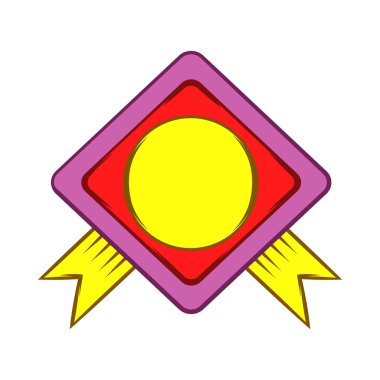 Sarı kurdele simgesi karikatür tarzı ile renk rozet