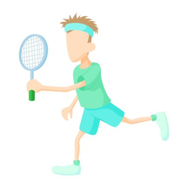 Yeşil tişörtlü simgesi, karikatür tarzı tenis oyuncusu