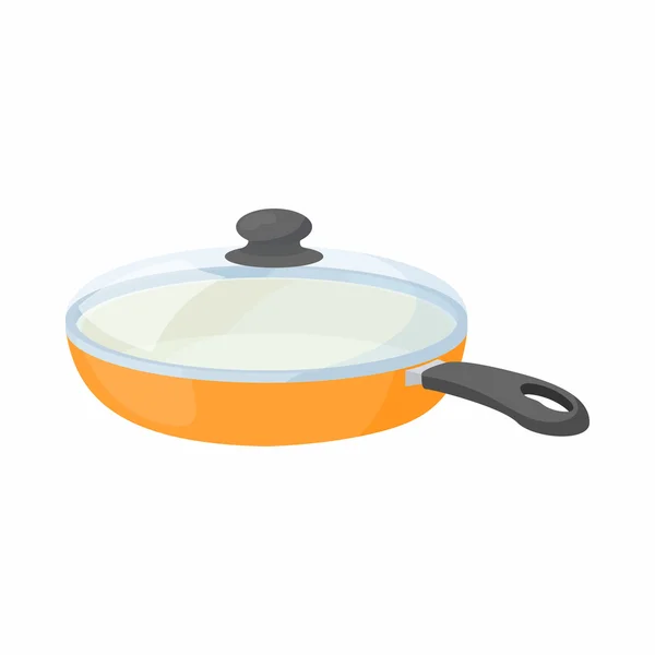 Ceramic frying pan with glass lid icon — Stock Vector