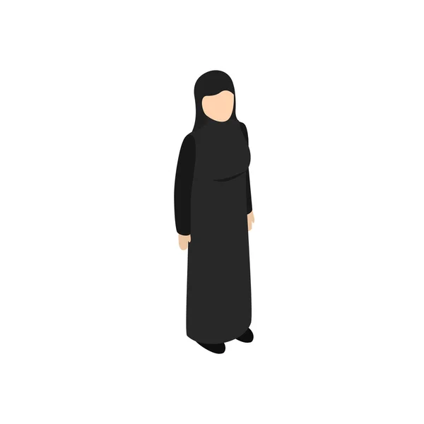 Ícone mulher árabe, estilo 3D isométrico — Vetor de Stock