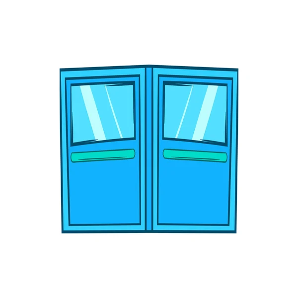 Icono de puertas de entrada doble azul, estilo dibujos animados — Vector de stock