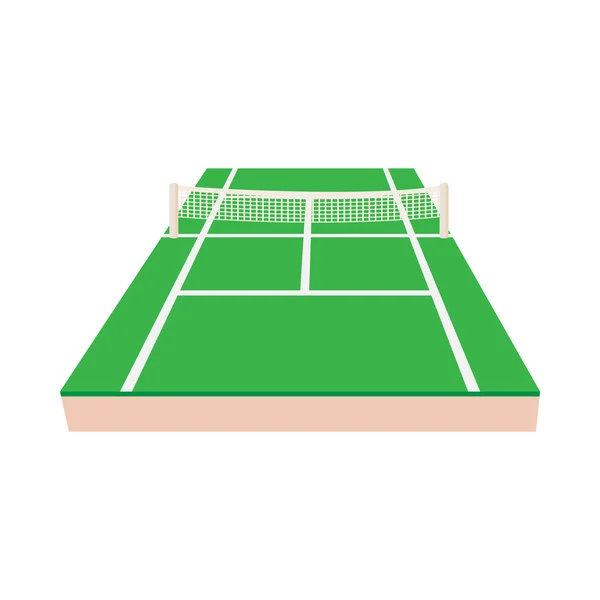 Зеленый теннисный корт икона, стиль мультфильма — стоковый вектор