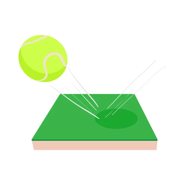 绿色法院图标上飞网球球 — 图库矢量图片