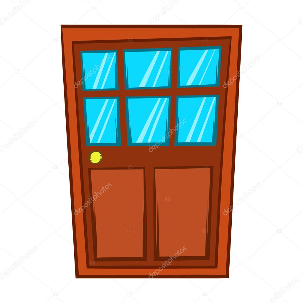 depositphotos_112681576 stock illustration brown wooden door with glass