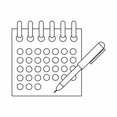 Takvim ve kalem simgesi, ince çizgi stili