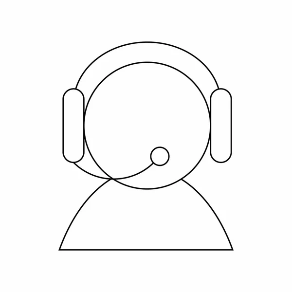 Operador com ícone de fone de ouvido, estilo de linha fina — Vetor de Stock