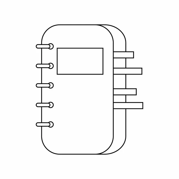 Spiraal gebonden Kladblok-pictogram, dunne lijnstijl — Stockvector