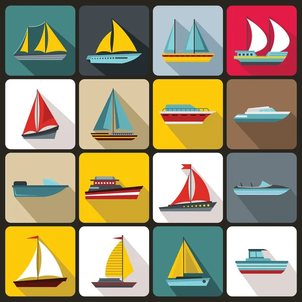 Conjunto de ícones de barco e navio — Vetor de Stock