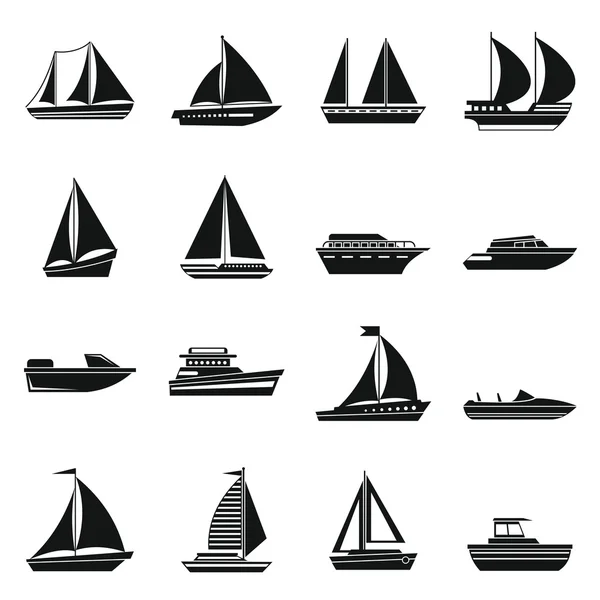 Boot en schip icons set — Stockvector