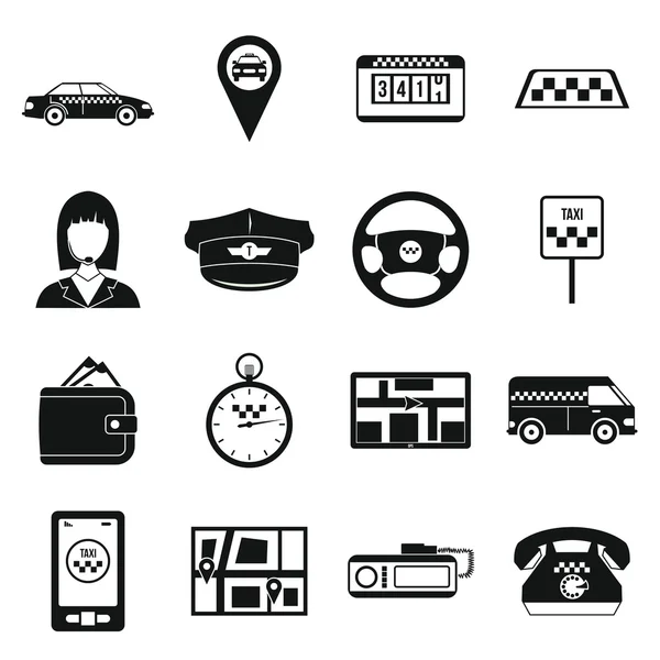 Taxi Icons set, eenvoudige stijl — Stockvector