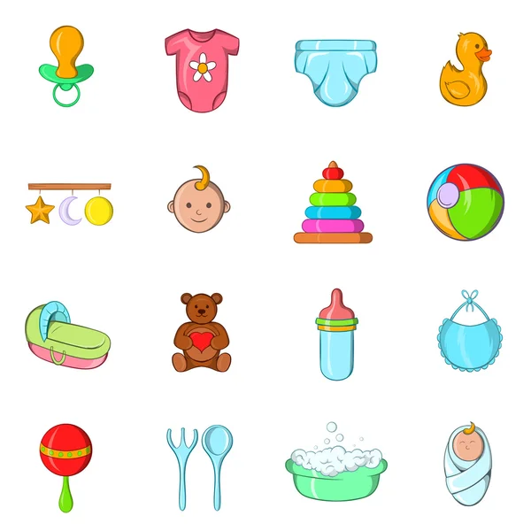 Conjunto de iconos de bebé, estilo de dibujos animados — Vector de stock