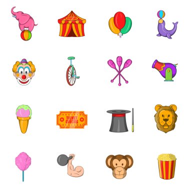 Sirk Icons set, karikatür tarzı