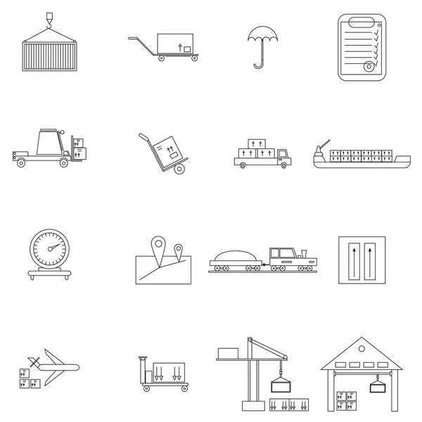 Conjunto de ícones de gerenciamento de armazém — Vetor de Stock