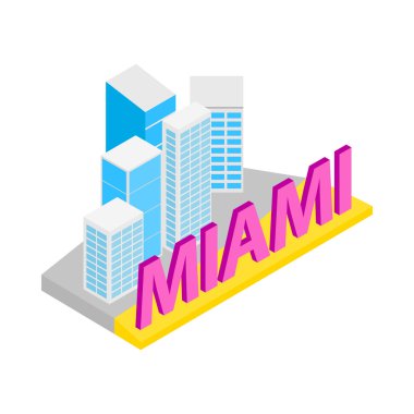 Miami şehri simgesi, izometrik 3d stili