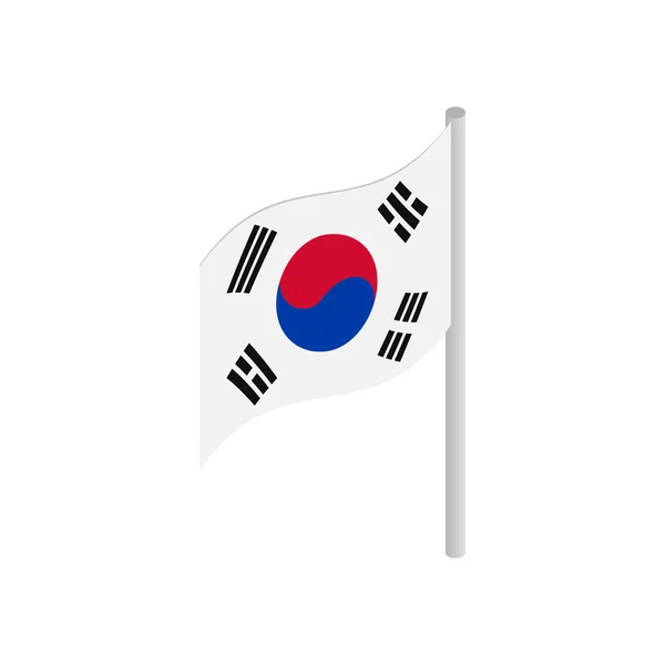 Flaggensymbol Südkoreas, isometrischer 3D-Stil — Stockvektor