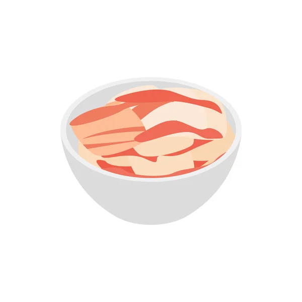 Filete de pescado en un icono de tazón, estilo isométrico 3d — Vector de stock