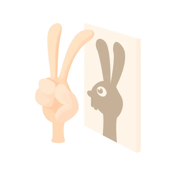 Tavşan, gölge kukla simgesi, karikatür tarzı — Stok Vektör