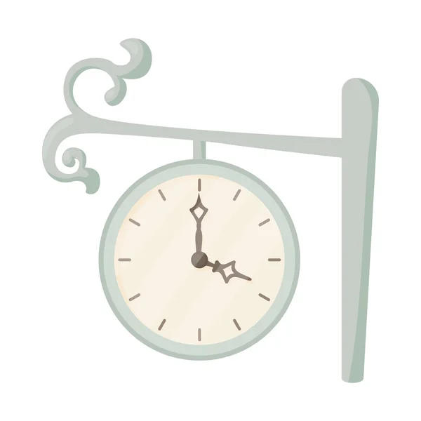 Icono del reloj de la estación, estilo de dibujos animados — Vector de stock