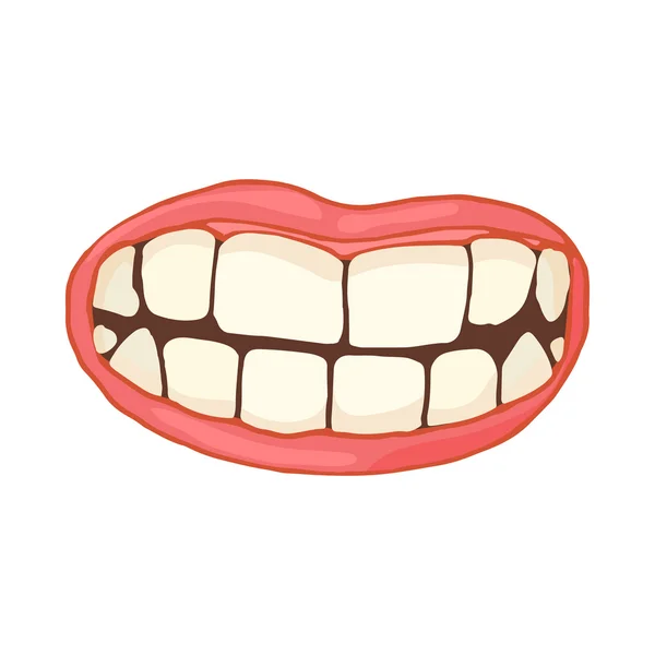 Fehér egészséges fogak ikon, rajzfilm stílusú száját — Stock Vector