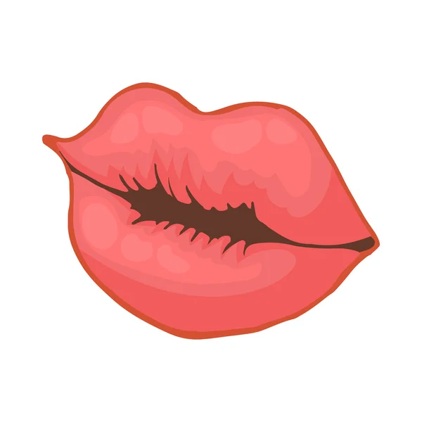 Ikon bibir merah dalam gaya kartun - Stok Vektor