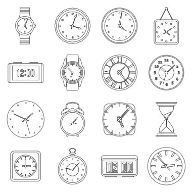 Zaman ve masa saati Icons set