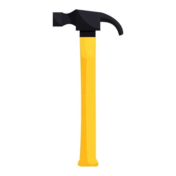 Palu dengan ikon handle kuning, gaya kartun - Stok Vektor