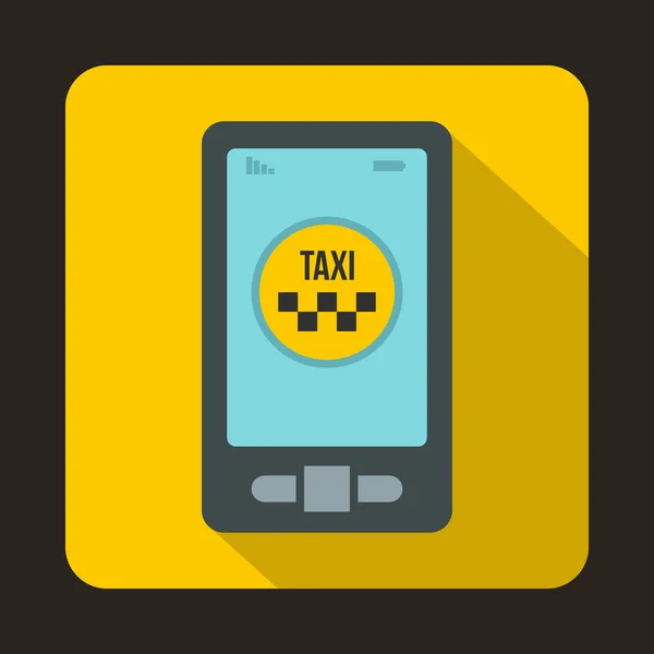 Приложение такси в иконке телефона, плоский стиль — стоковый вектор