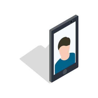 Fotoğraf bir adamın üstünde belgili tanımlık perde smartphone simgesinin