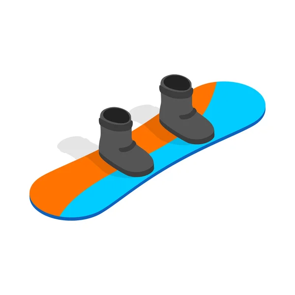 Snowboard con icono de botas, estilo isométrico 3d — Vector de stock