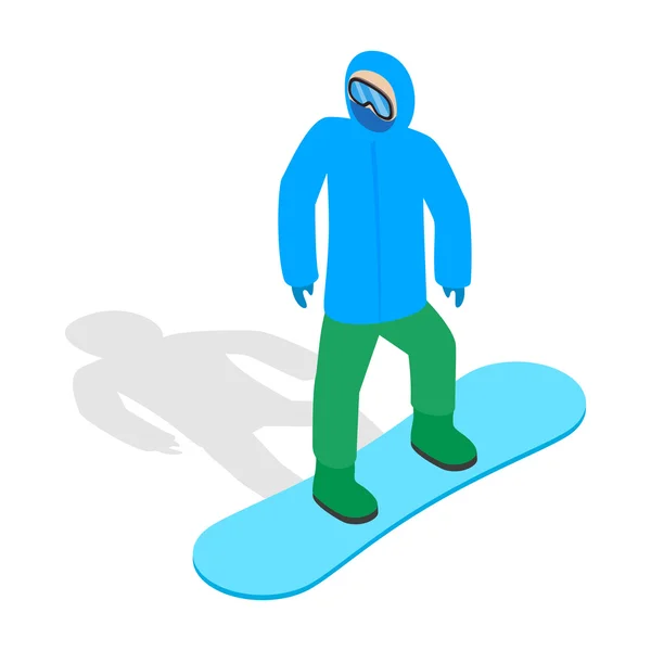 Snowboarder met snowboard dek pictogram — Stockvector