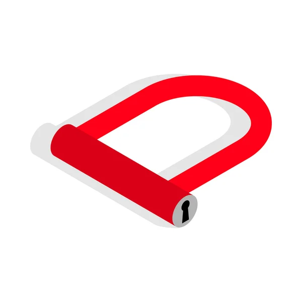 Bicycle Lock U shaped icon, isometric 3D style — стоковый вектор