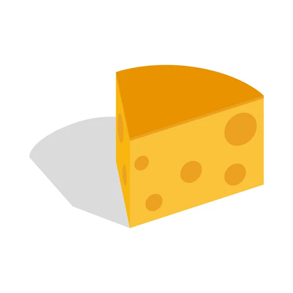 Piece of cheese icon, isometric 3d style — Stock Vector