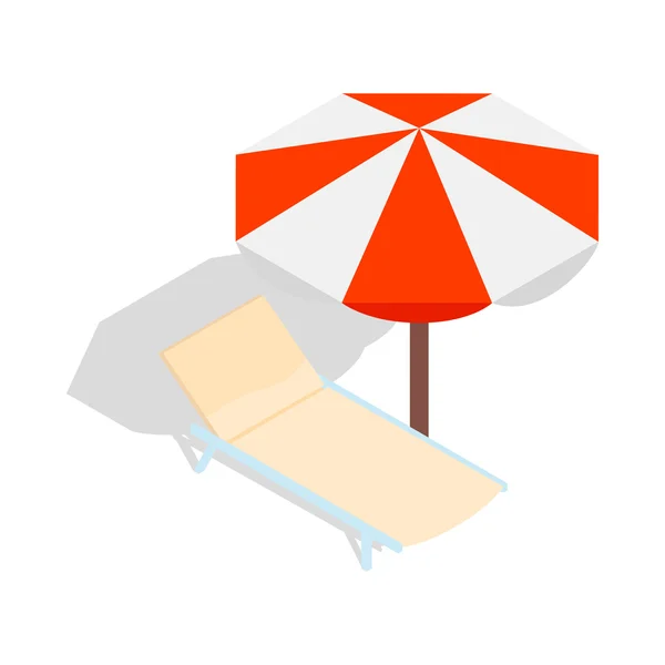 StrandChaiselongue mit Sonnenschirm-Symbol — Stockvektor